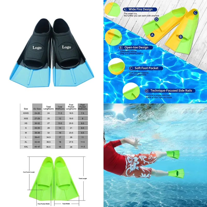Swim Fin Short Blade - 전문가용 숏 블레이드 실리콘 다이빙 핀