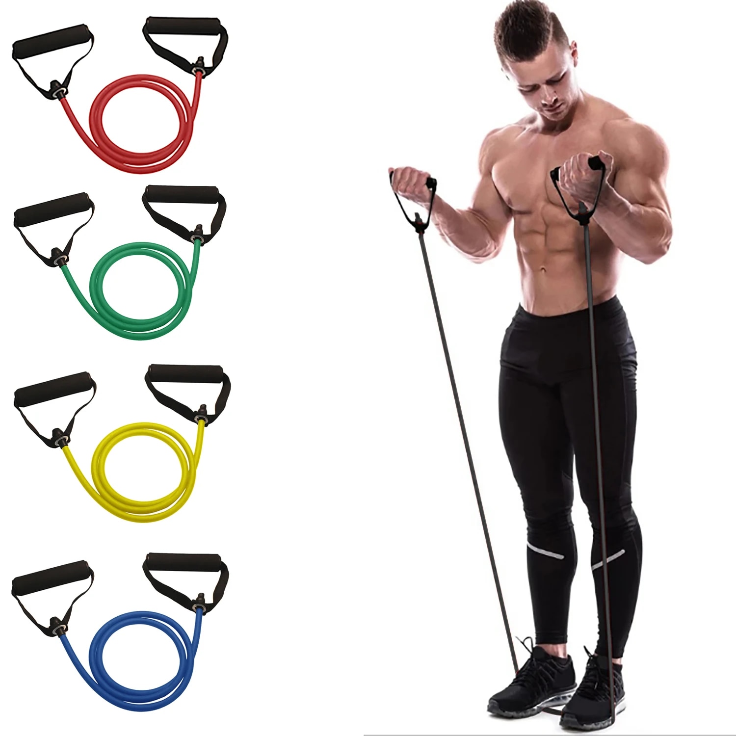 Sports Equipment At Home - 손잡이가 있는 저항 밴드, 운동 밴드,