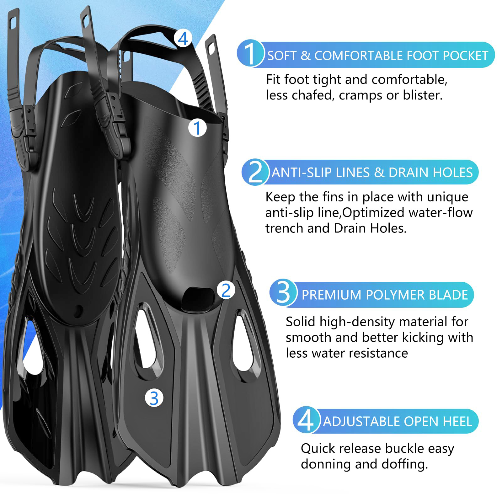 마스크 핀 스노클 세트 4 in 1 파노라마 뷰 드라이 - Swim Fin Short Blade 리뷰 및 가격